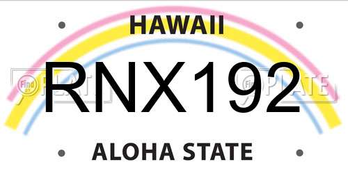 RNX192 Hawaii License Plate