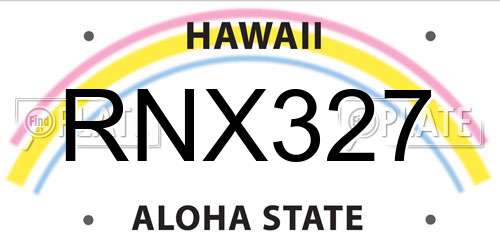 RNX327 Hawaii License Plate