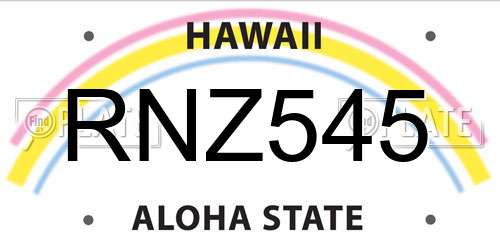 RNZ545 Hawaii License Plate