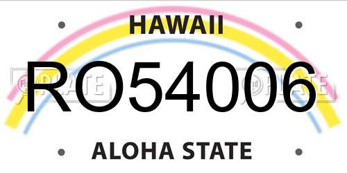 RO54006 Hawaii License Plate
