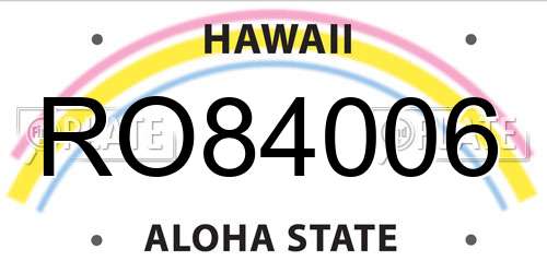 RO84006 Hawaii License Plate