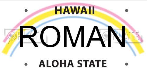 ROMAN Hawaii License Plate