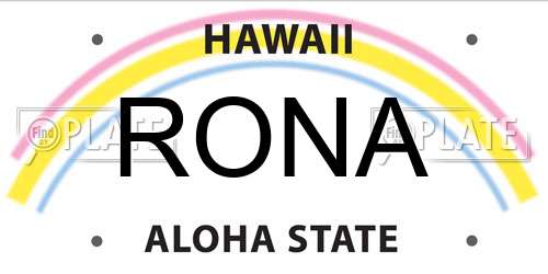 RONA Hawaii License Plate