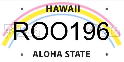 ROO196 Hawaii License Plate