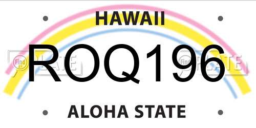 ROQ196 Hawaii License Plate
