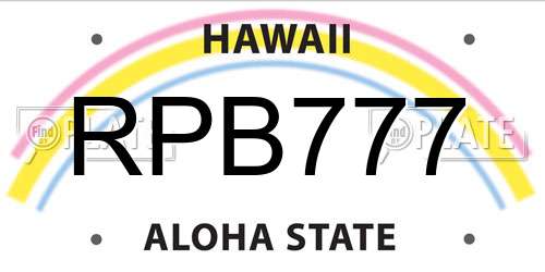 RPB777 Hawaii License Plate