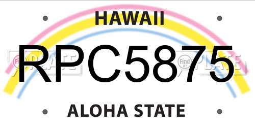 RPC5875 Hawaii License Plate