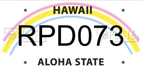 RPD073 Hawaii License Plate