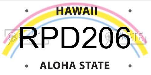 RPD206 Hawaii License Plate