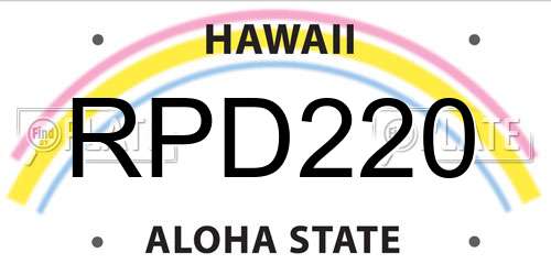 RPD220 Hawaii License Plate