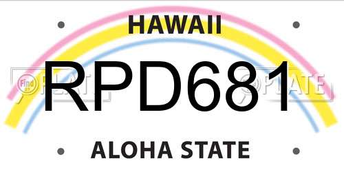 RPD681 Hawaii License Plate