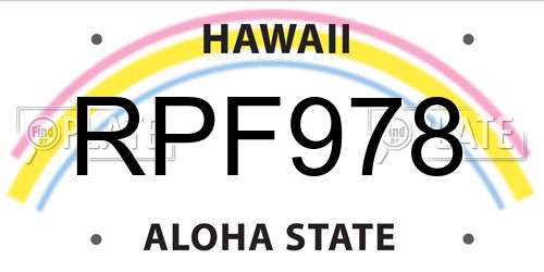 RPF978 Hawaii License Plate