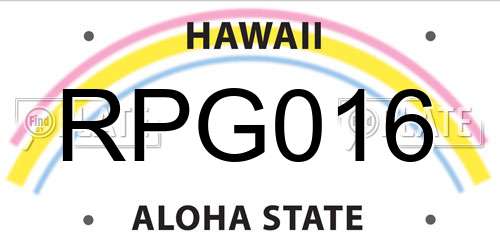 RPG016 Hawaii License Plate