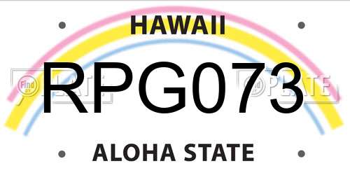 RPG073 Hawaii License Plate