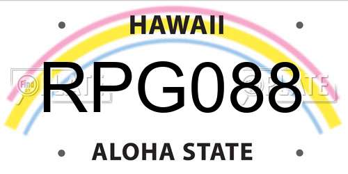 RPG088 Hawaii License Plate