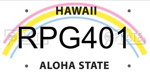 RPG401 Hawaii License Plate