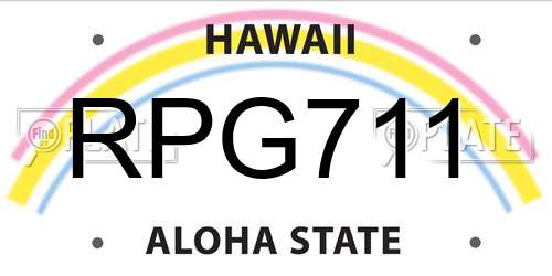 RPG711 Hawaii License Plate