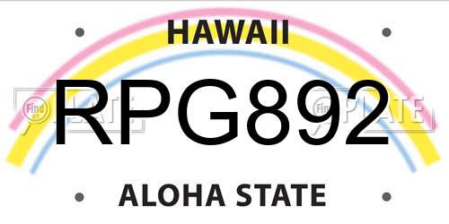 RPG892 Hawaii License Plate