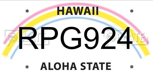 RPG924 Hawaii License Plate