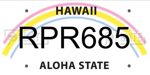 RPR685 Hawaii License Plate