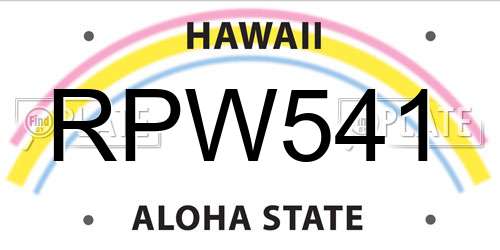 RPW541 Hawaii License Plate