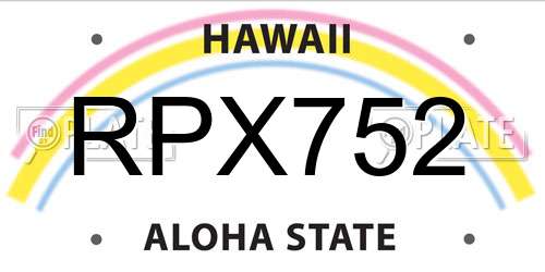 RPX752 Hawaii License Plate