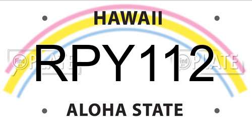 RPY112 Hawaii License Plate