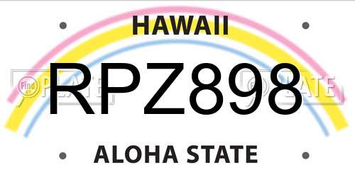 RPZ898 Hawaii License Plate