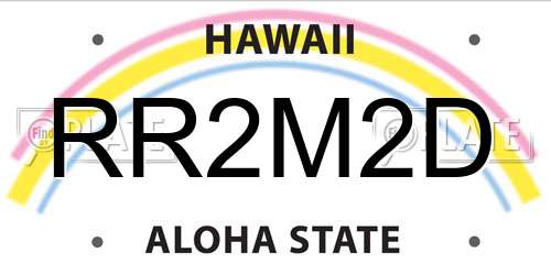 RR2M2D Hawaii License Plate