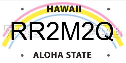 RR2M2Q Hawaii License Plate