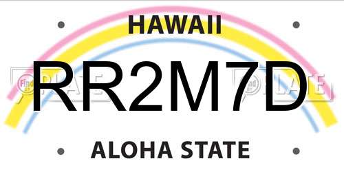 RR2M7D Hawaii License Plate