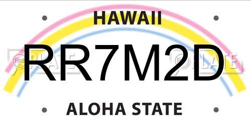 RR7M2D Hawaii License Plate