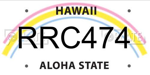 RRC474 Hawaii License Plate