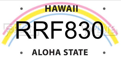 RRF830 Hawaii License Plate