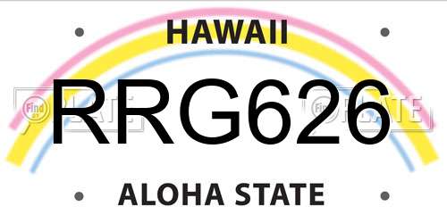 RRG626 Hawaii License Plate