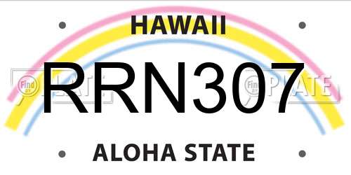 RRN307 Hawaii License Plate
