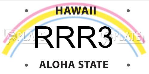 RRR3 Hawaii License Plate