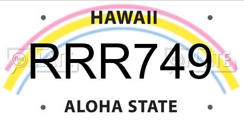 RRR749 Hawaii License Plate