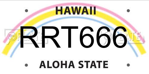 RRT666 Hawaii License Plate