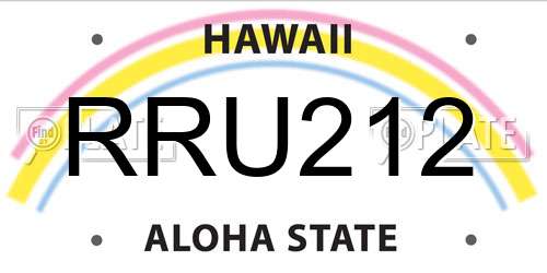 RRU212 Hawaii License Plate
