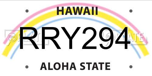 RRY294 Hawaii License Plate