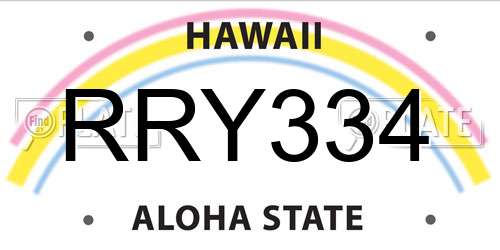 RRY334 Hawaii License Plate