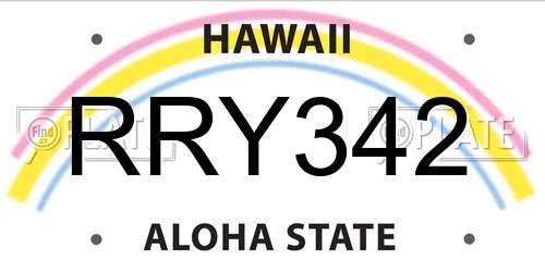 RRY342 Hawaii License Plate