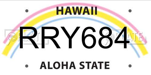 RRY684 Hawaii License Plate