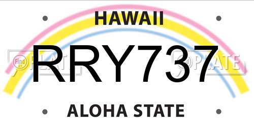 RRY737 Hawaii License Plate