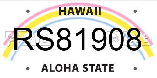 RS81908 Hawaii License Plate