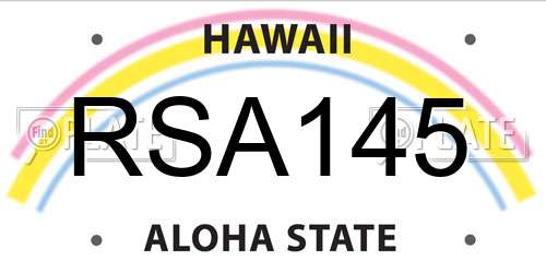 RSA145 Hawaii License Plate