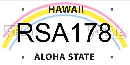 RSA178 Hawaii License Plate