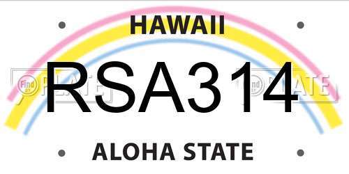 RSA314 Hawaii License Plate