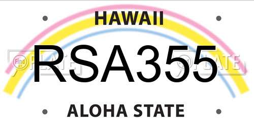 RSA355 Hawaii License Plate